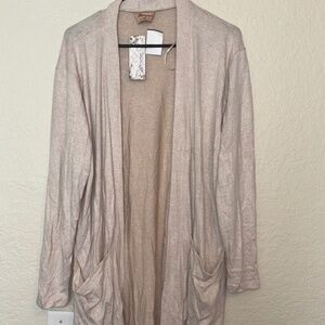 Womans beige long sleeve cardigan SWEATER SIZE 10 NWT